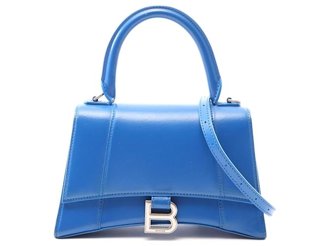 Balenciaga Hourglass Small Leather Handbag Blue Pony-style calfskin  ref.2468983