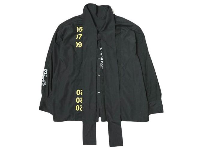 Autre Marque Camicia in cotone poliestere con colletto a cravatta SREU Remake Nero