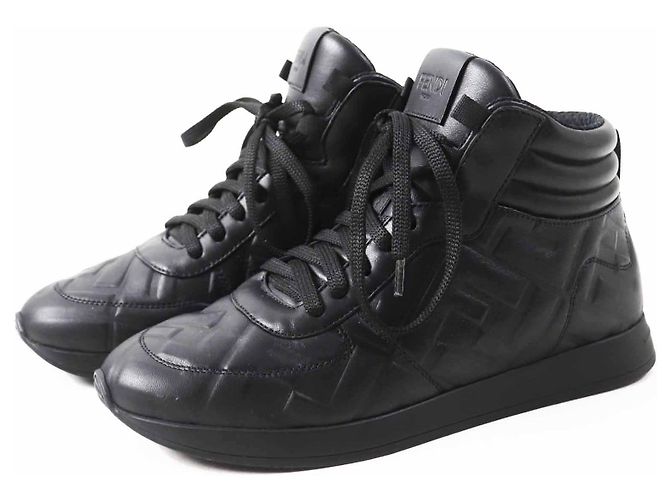 Leder-Sneaker mit FF-Logo von Fendi Schwarz