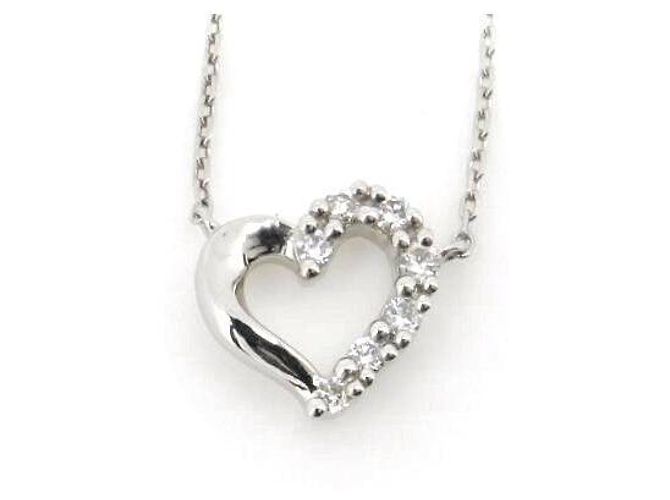 Autre Marque 4℃ PT850 Diamant-Herz-Halskette Silber