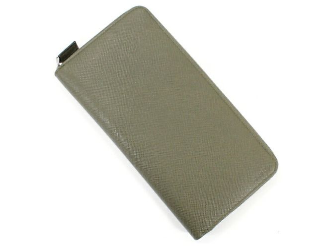 Prada Khaki Saffiano Long Wallet