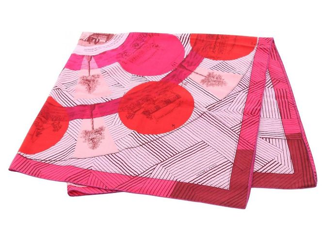 Hermès Sciarpa in seta e cashmere Hermes JEU DES OMNIBUS ET DAMES BLANCHES Rosa Multicolore