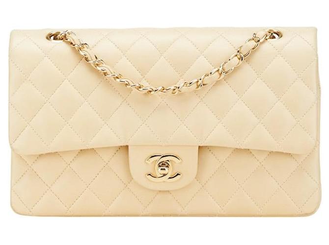 Timeless Chanel Matelasse 25 Lambskin Shoulder Bag Beige Leather  ref.2470257