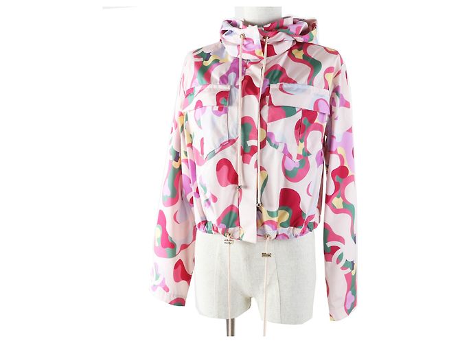 Giacca con cappuccio in seta e cotone Chanel P70173 Multicolore