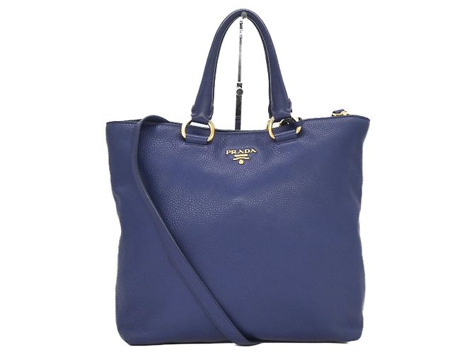 Prada Vitello Dino Tote Bag Blau