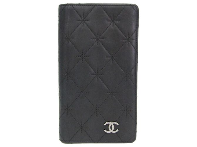 Chanel Coco Mark Damen-Lammleder Langbörse Schwarz