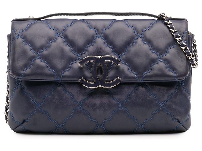Chanel Bleu Mini Double Stitch Hamptons Flap