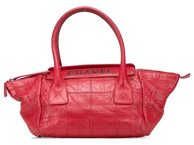 Chanel Rote Lammleder Quadratgesteppt Lax Handtasche