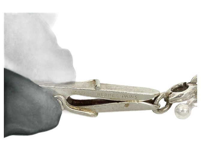 Hermès Hermes 925 Sterling Silver Chain Clip Bag Charm Keychain Silvery 