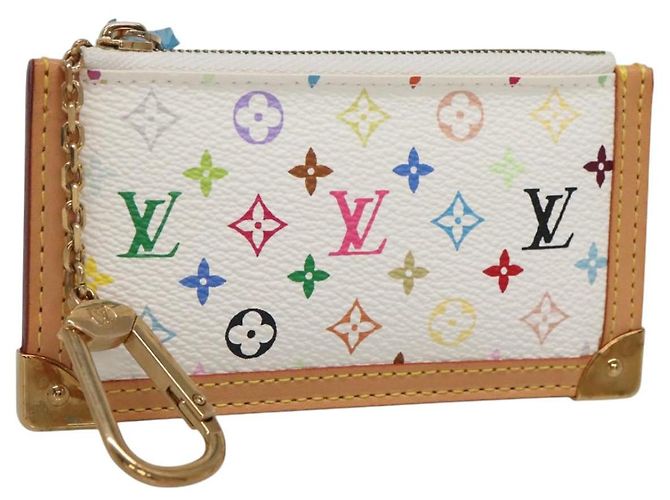 LOUIS VUITTON Multicolor Pochette Cles Coin Purse White M92655 LV Auth 139622V