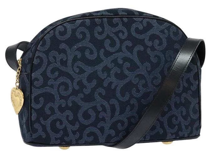 Saint Laurent Sac à bandoulière en toile bleu marine et or Auth bs28993 Doré