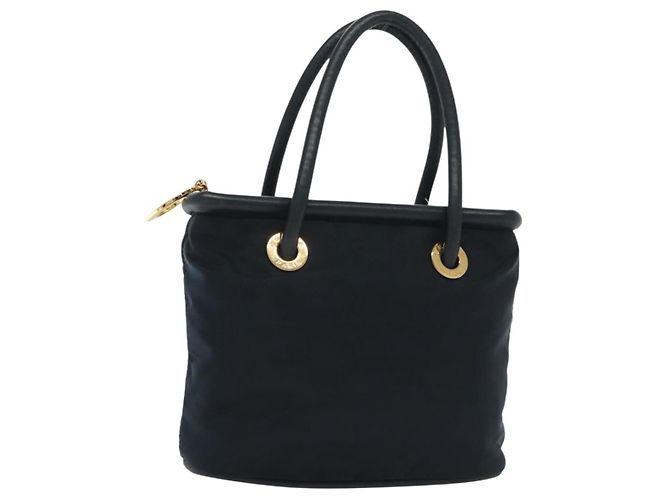 Céline Borsa a mano CELINE in nylon blu navy e oro Auth ep10381 D'oro