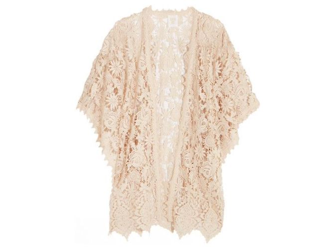 Anna Sui Spitzen-Kimono-Jacke beige
