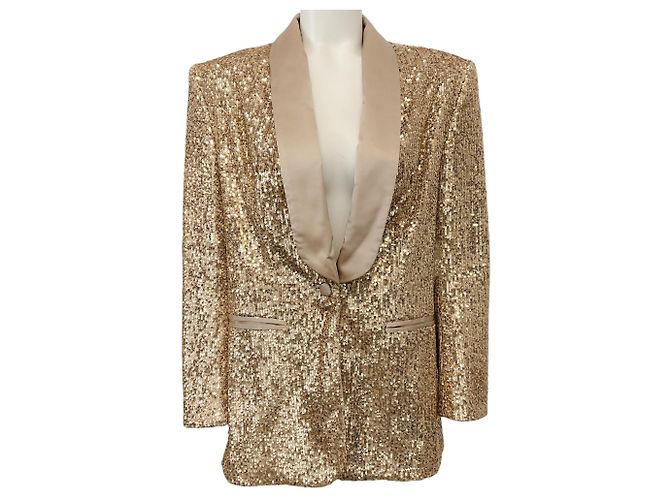 Redemption Gold Sequined Smoking Blazer Golden