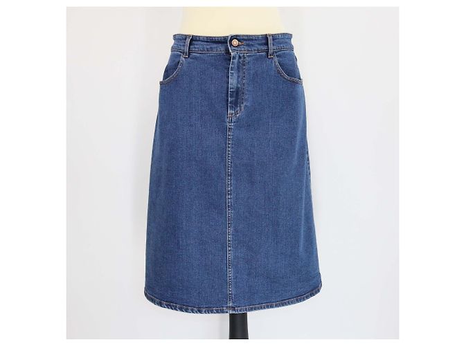 See by Chloé See by Chloe Blue Deep Denim Front Pocket Midi Skirt