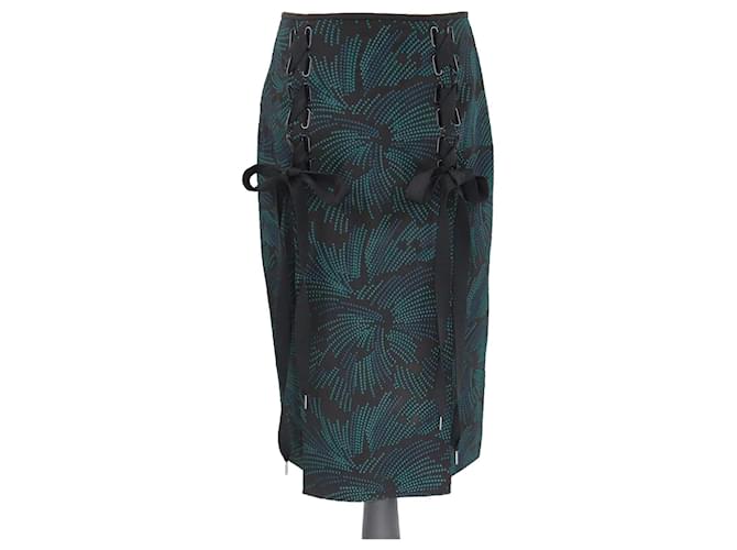 Autre Marque Acler Black/Emerald Harwich Lace Up Midi Skirt Polyester Elastane  ref.2472206