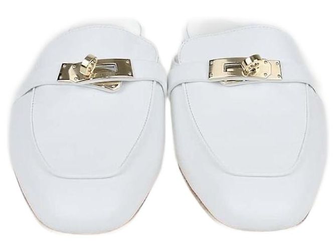 Hermès Hermes White Leather OZ Mules