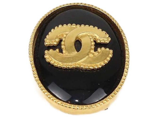 Chanel Gold/Schwarz Vintage CC Brosche Golden