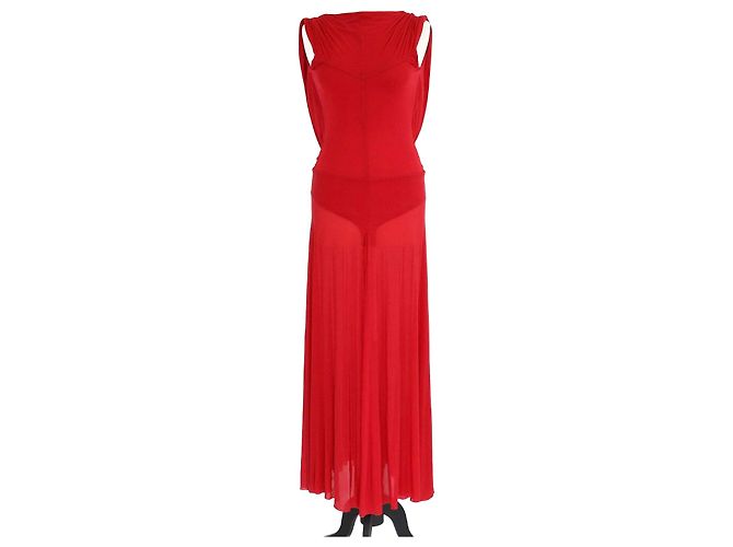 Vestido maxi de cupro rojo con cintura baja Magda Butrym