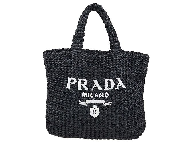 Prada Small Raffia Logo Tote