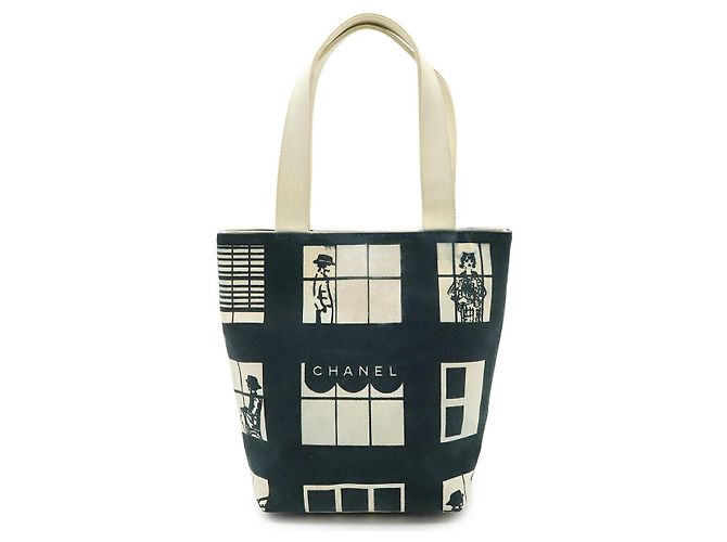 2.55 Borsa tote in tela Coco Mark di Chanel Nero