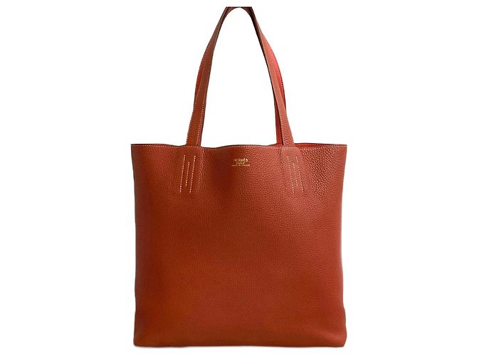 Bolsa tote em couro Taurillon Clemence Double Sens da Hermès Rosa