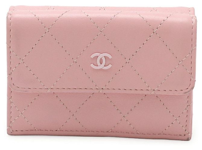 Billetera plegable tri-fold Cocomark Matelassé Chanel Rosa