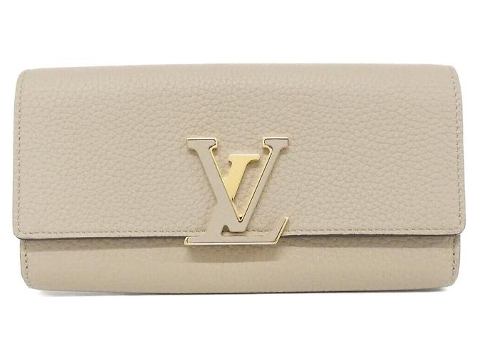 Carteira Louis Vuitton Capucines em couro Taurillon longa Cinza
