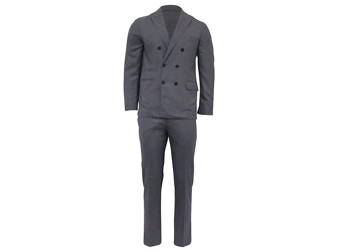 Blazer e Calças Dupla Face Brunello Cucinelli em Lã Virgem Cinza
