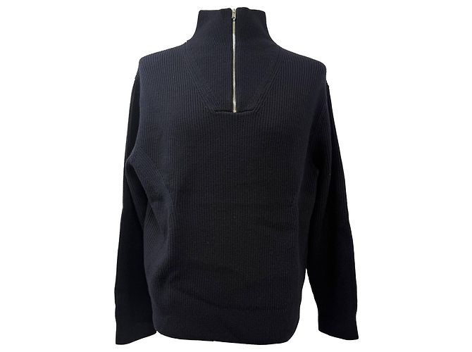 Halb-zip Strickpullover aus schwarzer Merinowolle von Theory