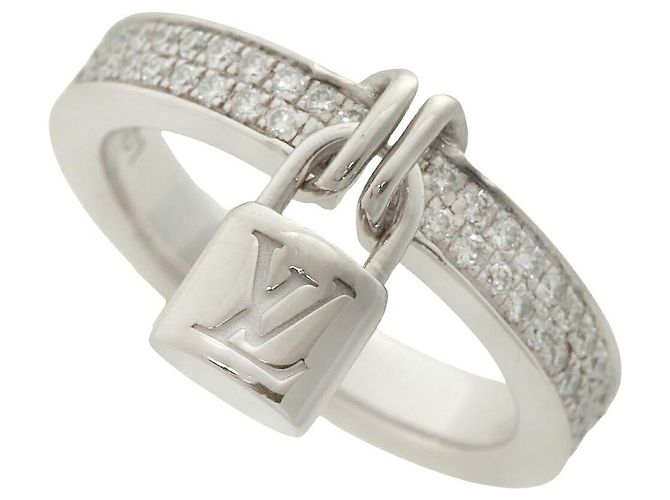 Anel Diamond Lockit Louis Vuitton K18WG Branco
