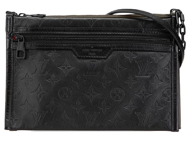 Louis Vuitton Flat Messenger Monogram 2way shoulder bag Black Leather  ref.2474654