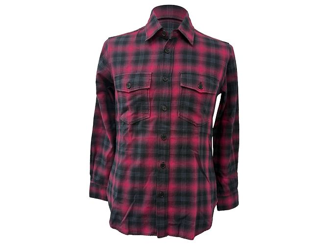 Camicia in flanella a quadri Saint Laurent con bottoni in cotone rosso e nero