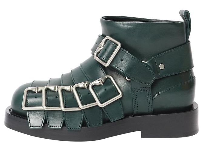 Burberry Botas de tornozelo de couro verde escuro com fivela - tamanho EU 36 (UK 3)