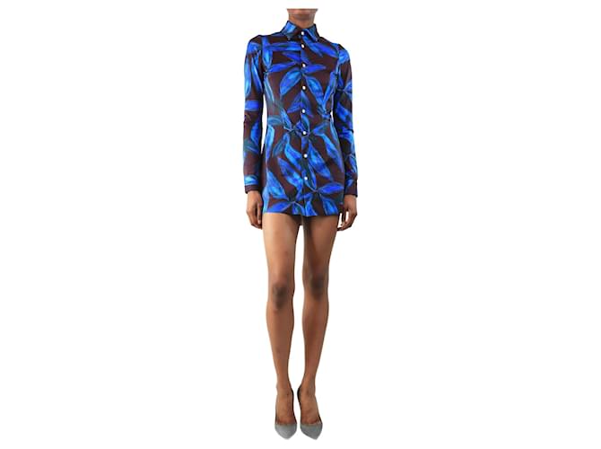 Autre Marque Purple floral printed mini shirt dress - size XS Polyamide  ref.2475634