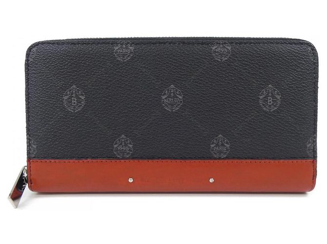 Berluti Itauba Canvas Leather Wallet Black Red