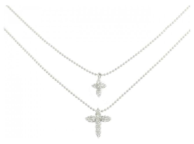 Autre Marque Collana a Croce con Diamanti Au750 Argento