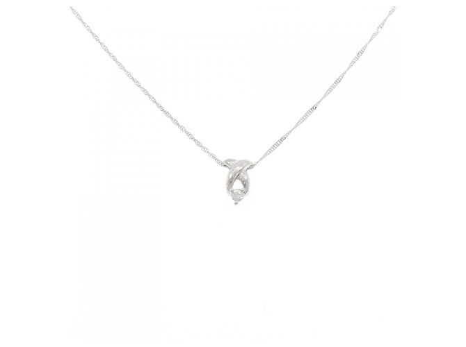 Autre Marque Collar de diamante en oro blanco Au750 Plata