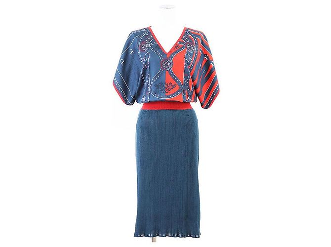 Vestido de seda e algodão Grand Tralala Twill Reine Hermès 36 Multicor