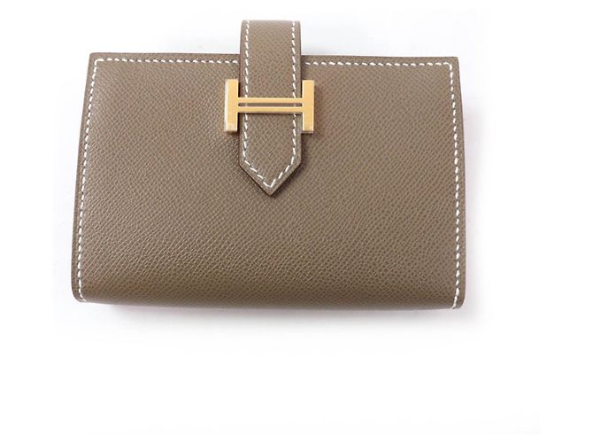 Hermès Hermes Bearn Mini Vaugham Leather Mini Wallet Brown Taupe