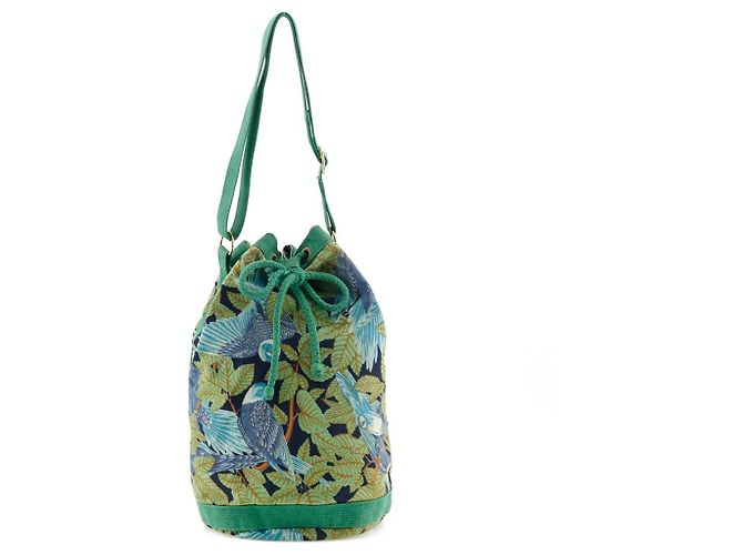 Borsa a spalla in cotone a spalla singola Hermès Verde