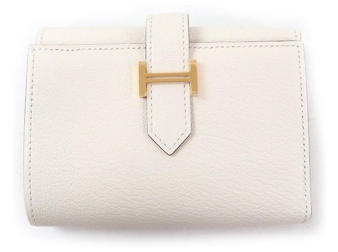 Hermès Hermes Bearn Chevre tri-fold wallet White