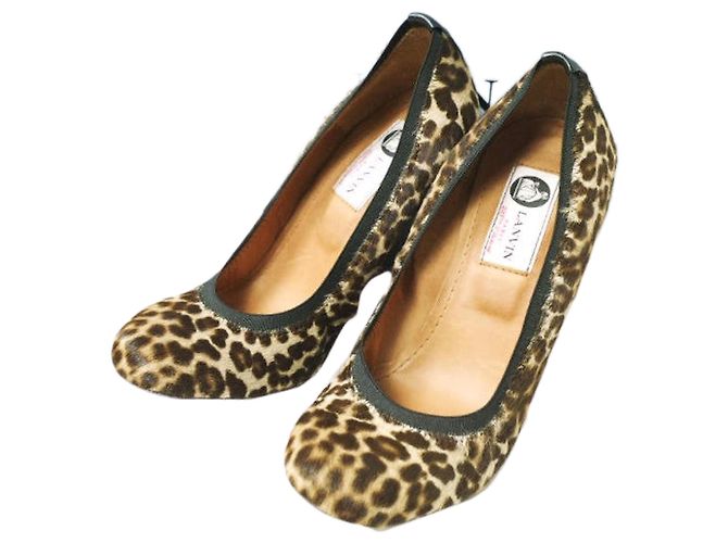 Sapatilhas WEDGE de couro de bezerro da Lanvin Multicor Estampa de leopardo