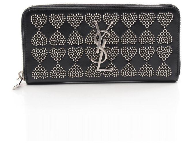 Yves Saint Laurent 447842 Leather Long Wallet Black 