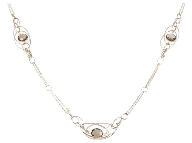 Autre Marque Collar de cuarzo ahumado en oro rosa Au750