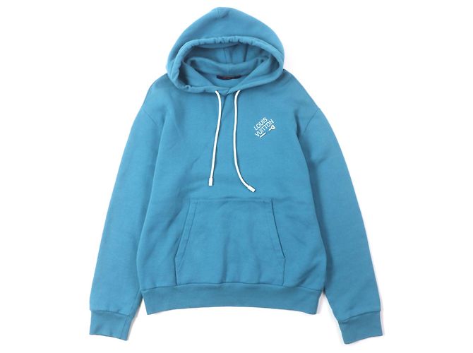 Sudadera con capucha Louis Vuitton Signature de algodón bordada Azul