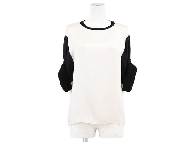 Bluse 100% Seide Chanel P63168 Schwarz Golden