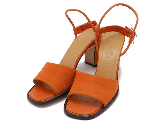 Sandálias de couro e nylon Hermès Laranja