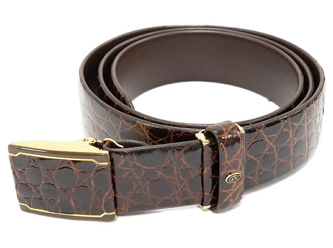 Autre Marque Cinturón de cocodrilo Takeo Nishida Castaño