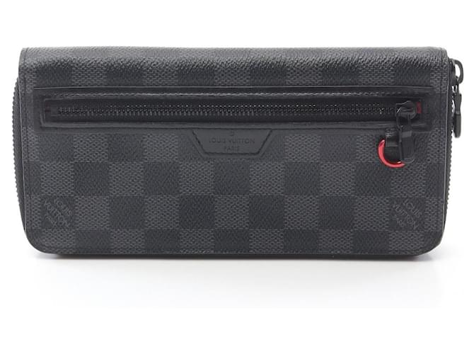 Louis Vuitton Zippy Wallet Vertical Damier Graphite Long Wallet Black Leather  ref.2476928